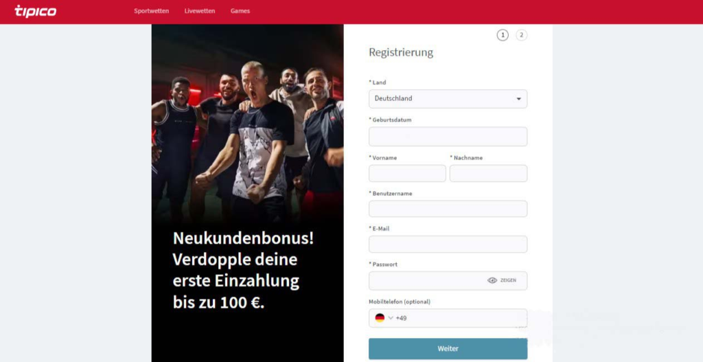 Tipico Sign-Up